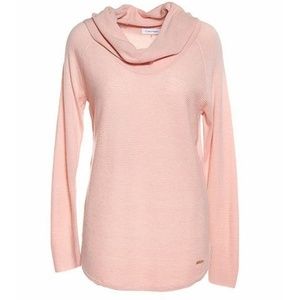 Calvin Klein Blush Pink Cowl Neck Ribbed Sweater